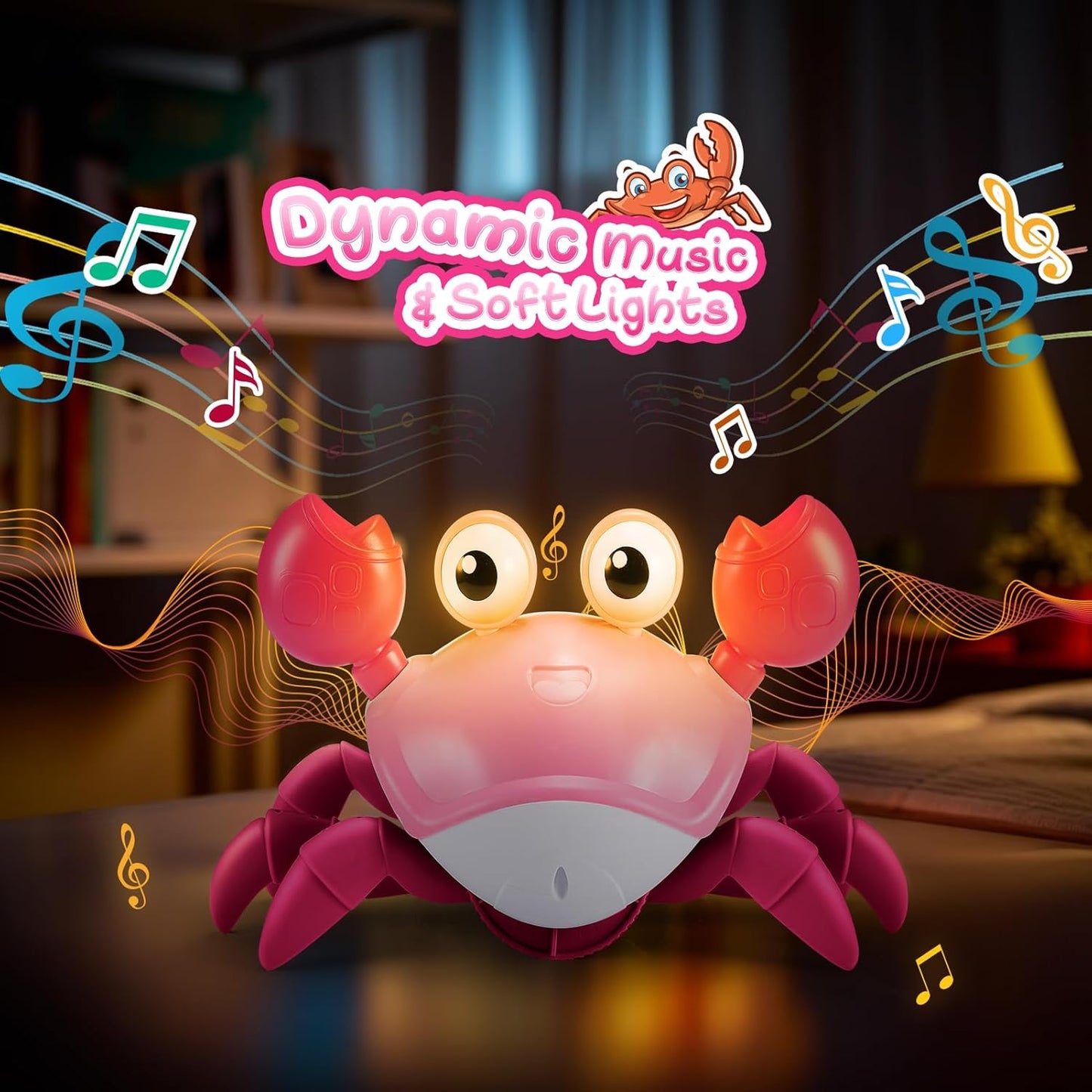 Toyzey Interactive Crawling Crab Sensory Toy with Music and Lights