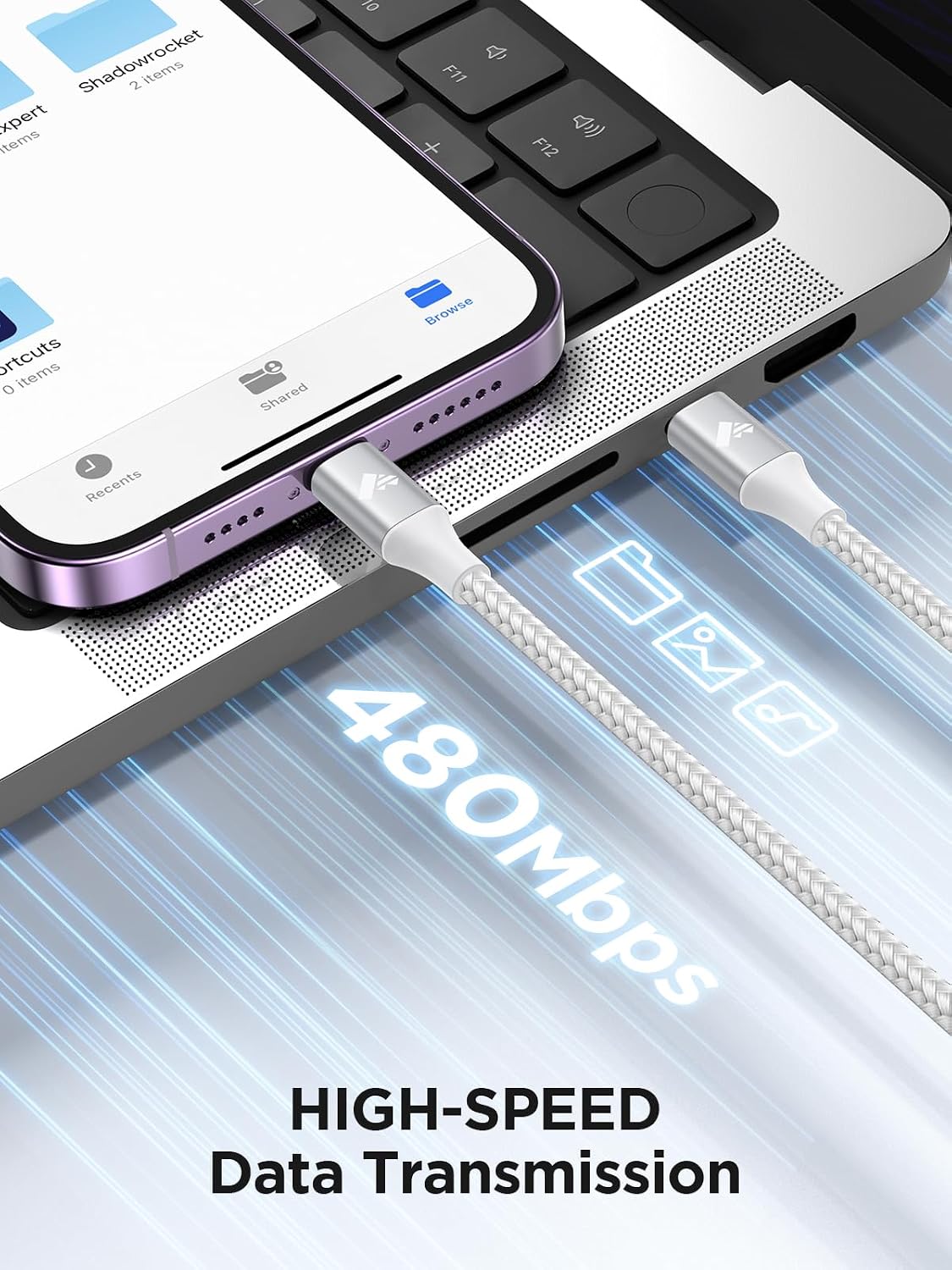 Aioneus USB-C to Lightning Cable 2M MFi Certified Nylon Braided iPhone Fast Charger Cord Compatible with iPhone 14 13 12 11 8 7 Pro Max Mini X XR Plus iPad