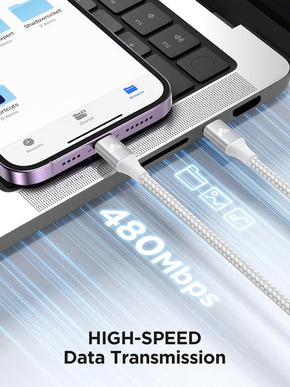 Aioneus USB-C to Lightning Cable 2M MFi Certified Nylon Braided iPhone Fast Charger Cord Compatible with iPhone 14 13 12 11 8 7 Pro Max Mini X XR Plus iPad