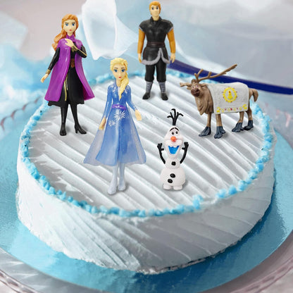 Frozen Elsa & Anna Cake Decoration Figures Set with Snowflake Stands