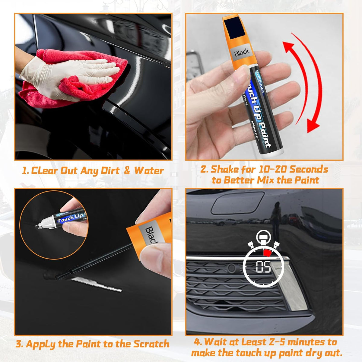 Bellifluous Stylo Retouche Peinture Carrosserie-001 Touch Up Paint Pen 2-Pack
