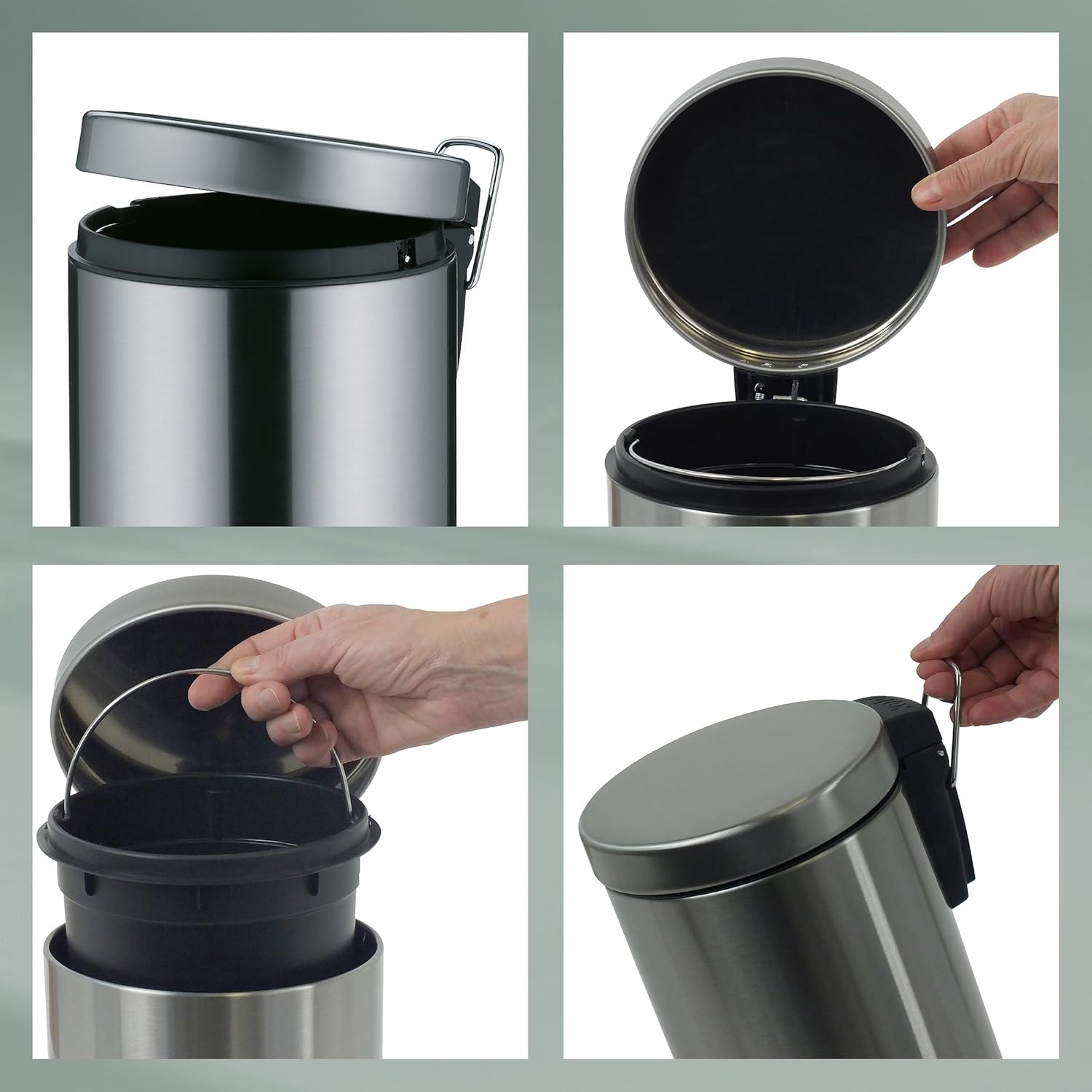 Kela Impronta Stainless Steel Bathroom Trash Bin 3L