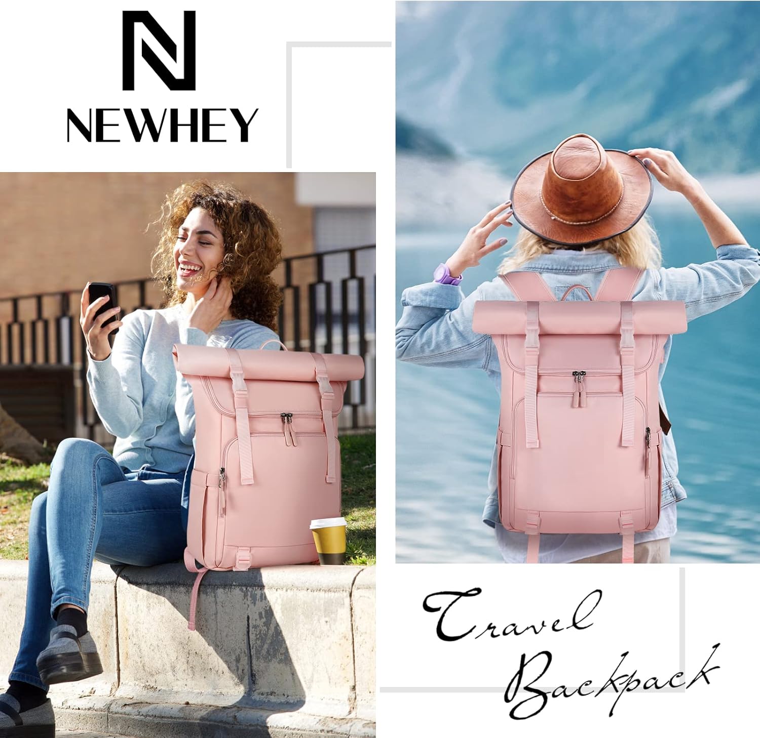 NEWHEY Expandable Rolltop Laptop Backpack 17.3" Waterproof 32L