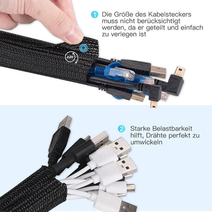 AGPTEK 2 m Cable Sleeve, 25-39 mm Self-Closing Cable Duct, Flexible Woven Cable Sheath - Gomix Brands Outlet