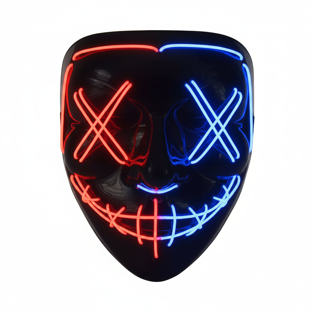 AnanBros HM202001 Halloween LED Light Up Mask 3 Modes Blue Red Mixed