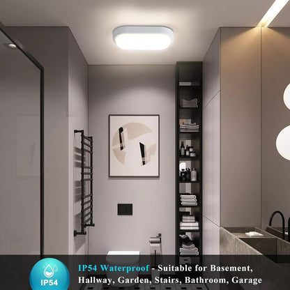 Letlit 12W LED Wall Light IP54 Bathroom Bulkhead 1200lm 4000K Neutral White Ceiling Porch Light