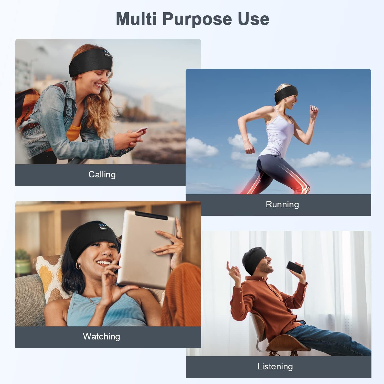 Comfortable Sleep Headphones Bluetooth 5.4 Headband with Ultra-Thin HD Stereo Speakers