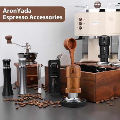 AronYada 53.3mm Walnut Wood Espresso Tamper with 30lb Pressure