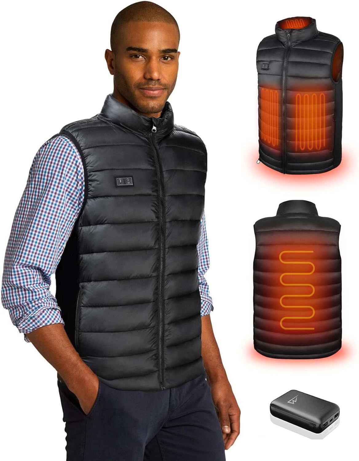 Loowoko Men's Heated Vest with 10000mAh Battery, 3 Heat Settings