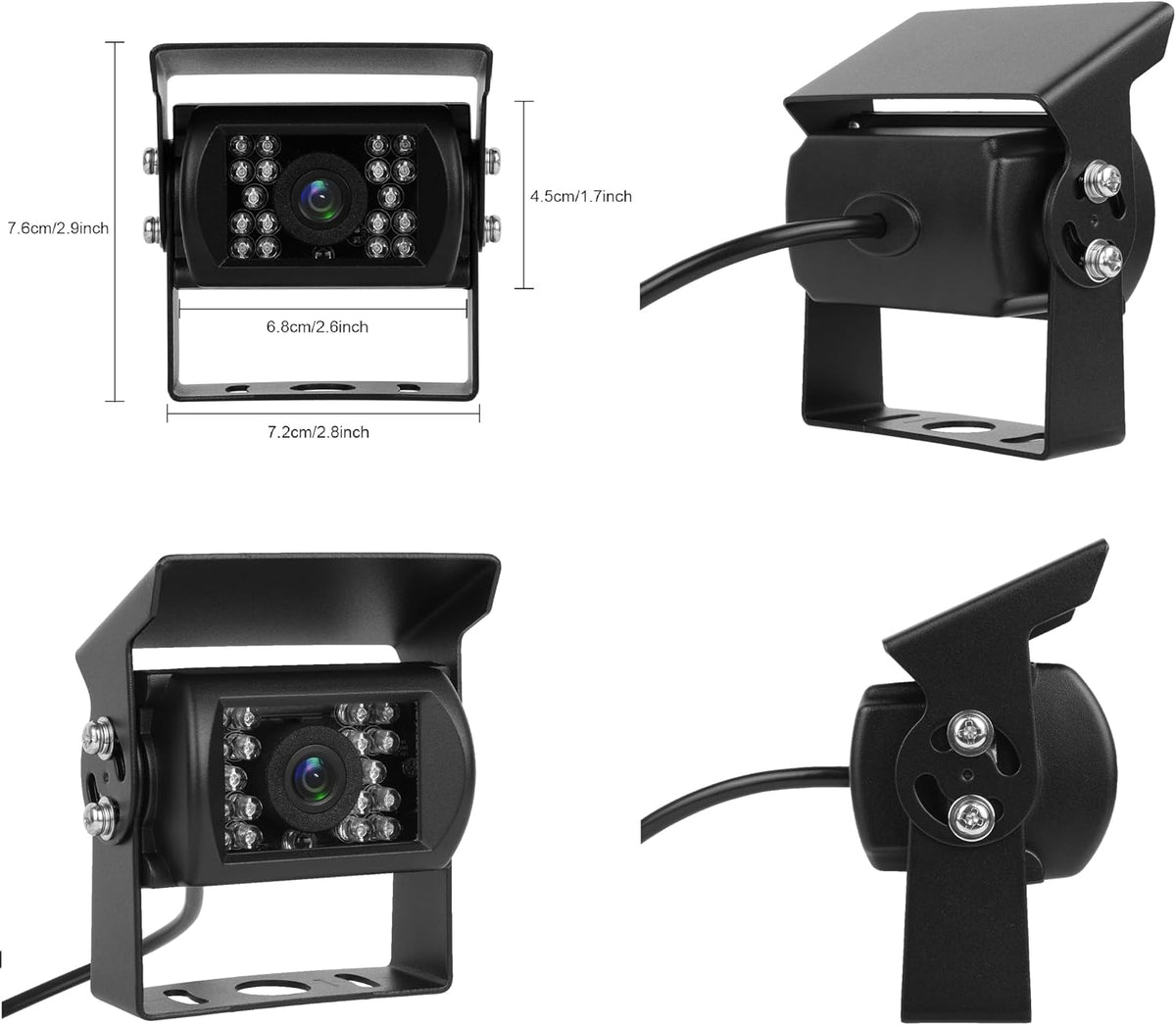 CAMECHO Vehicle Backup Camera with IR Night Vision for Bus Truck RV