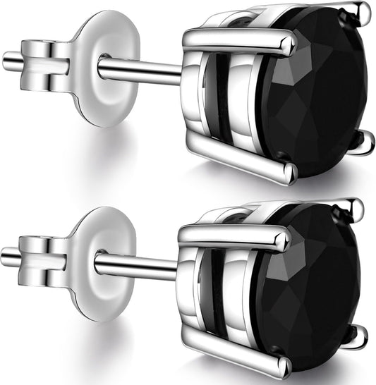 Sparkling CZ Diamond Stud Earrings for Women and Men, Sterling Silver