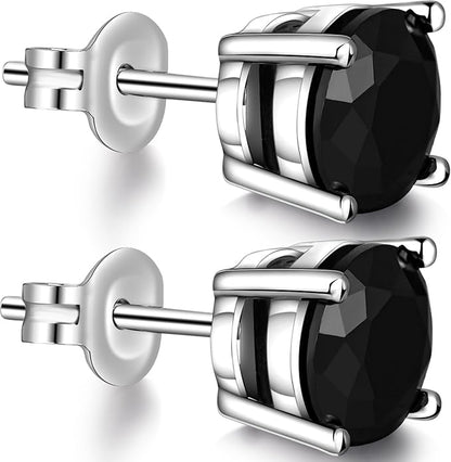 Sparkling CZ Diamond Stud Earrings for Women and Men, Sterling Silver