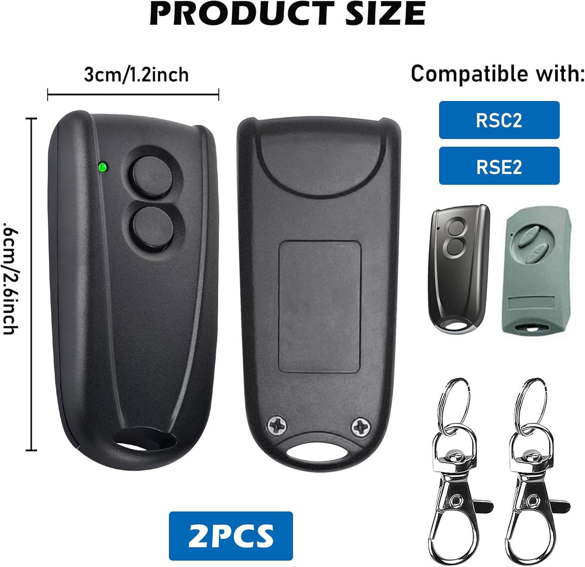 Mitening BY-whf-yaokongqihei 433.92MHz Garage Door Remote Control 2-Piece Set