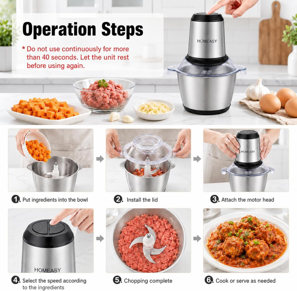 HOMEASY ALW-FC38 Electric Food Chopper 2L 350W