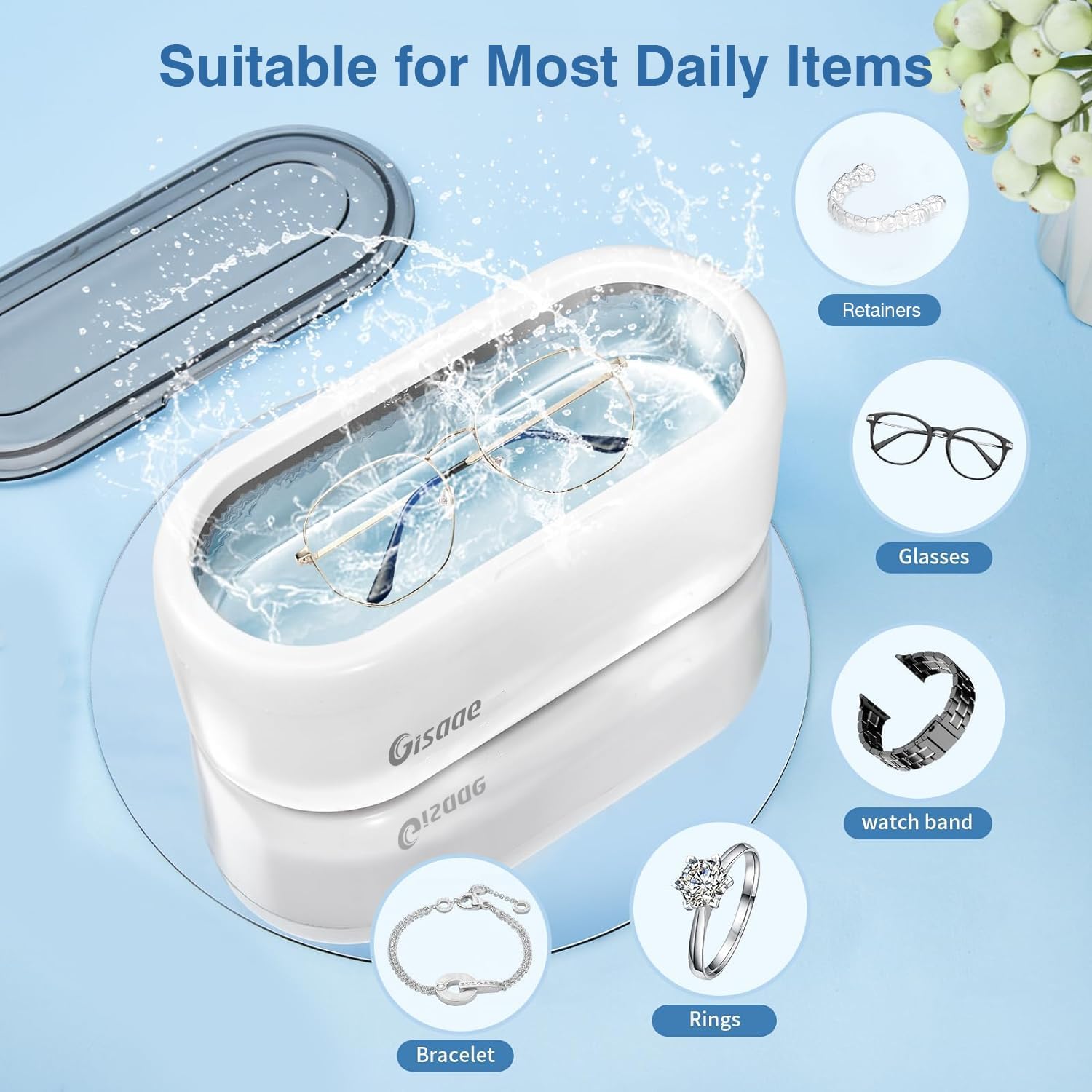Gisaae 360ml Ultrasonic Cleaner Machine 47KHz High Frequency for Dental Jewellery