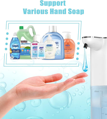 Gcstnn P9 Automatic Soap Dispenser Wall Mount 400ml USB-C Rechargeable IPX5 Waterproof White