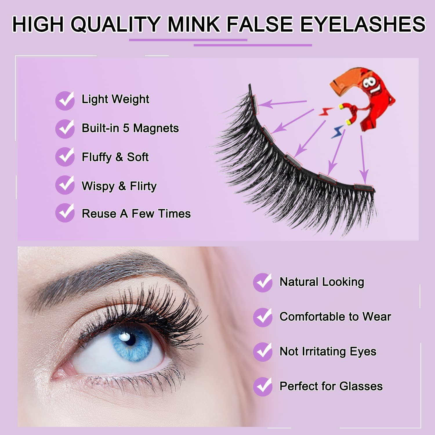 Awangya 3-Pair Magnetic 3D Natural Look Eyelash Set