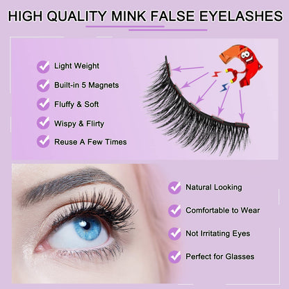 Awangya 3-Pair Magnetic 3D Natural Look Eyelash Set