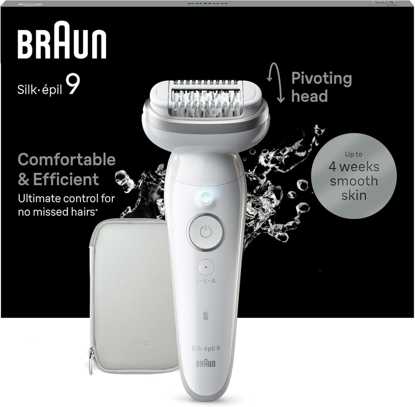 Braun Silk‑épil 9 Wireless Wet‑Dry Epilator with 40 MicroGrip Tweezers