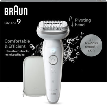 Braun Silk‑épil 9 Wireless Wet‑Dry Epilator with 40 MicroGrip Tweezers