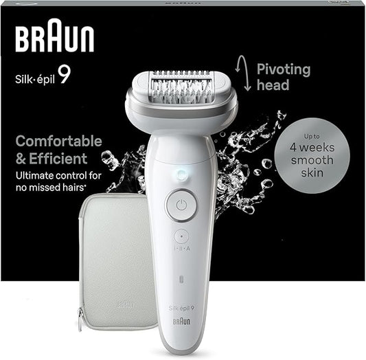Braun Silk‑épil 9 Wireless Wet‑Dry Epilator with 40 MicroGrip Tweezers