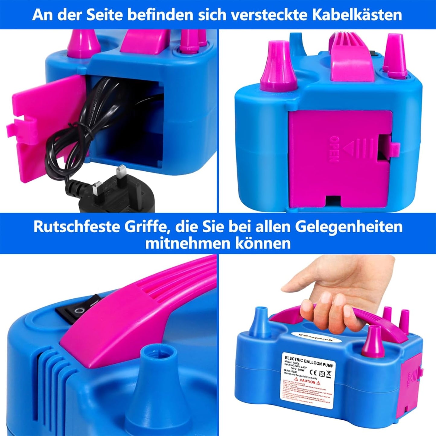 FLSEPAMB 600W Electric Balloon Pump with Dual Nozzle Set