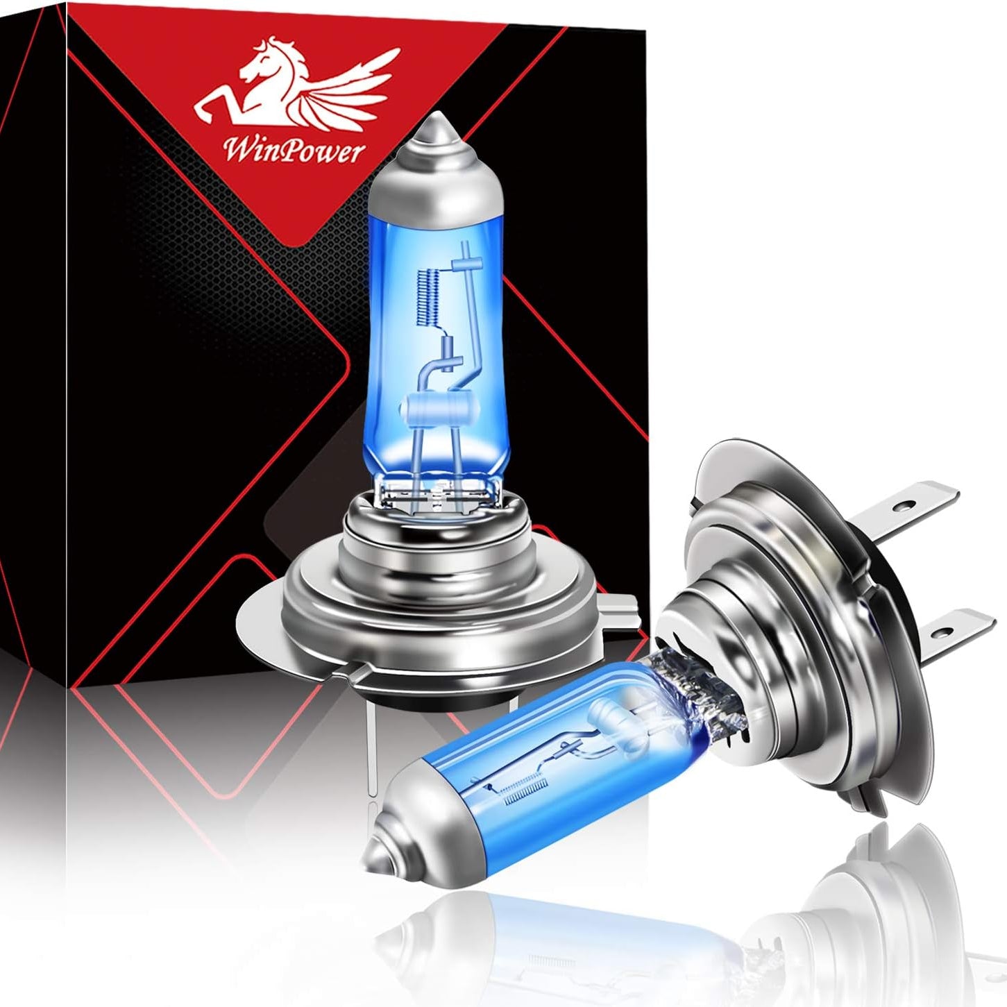 WinPower H7 100W Halogen Headlight Bulbs 4300K Super Bright Xenon Warm White 12V Car Motorcycle Fog Light, 2 Pieces