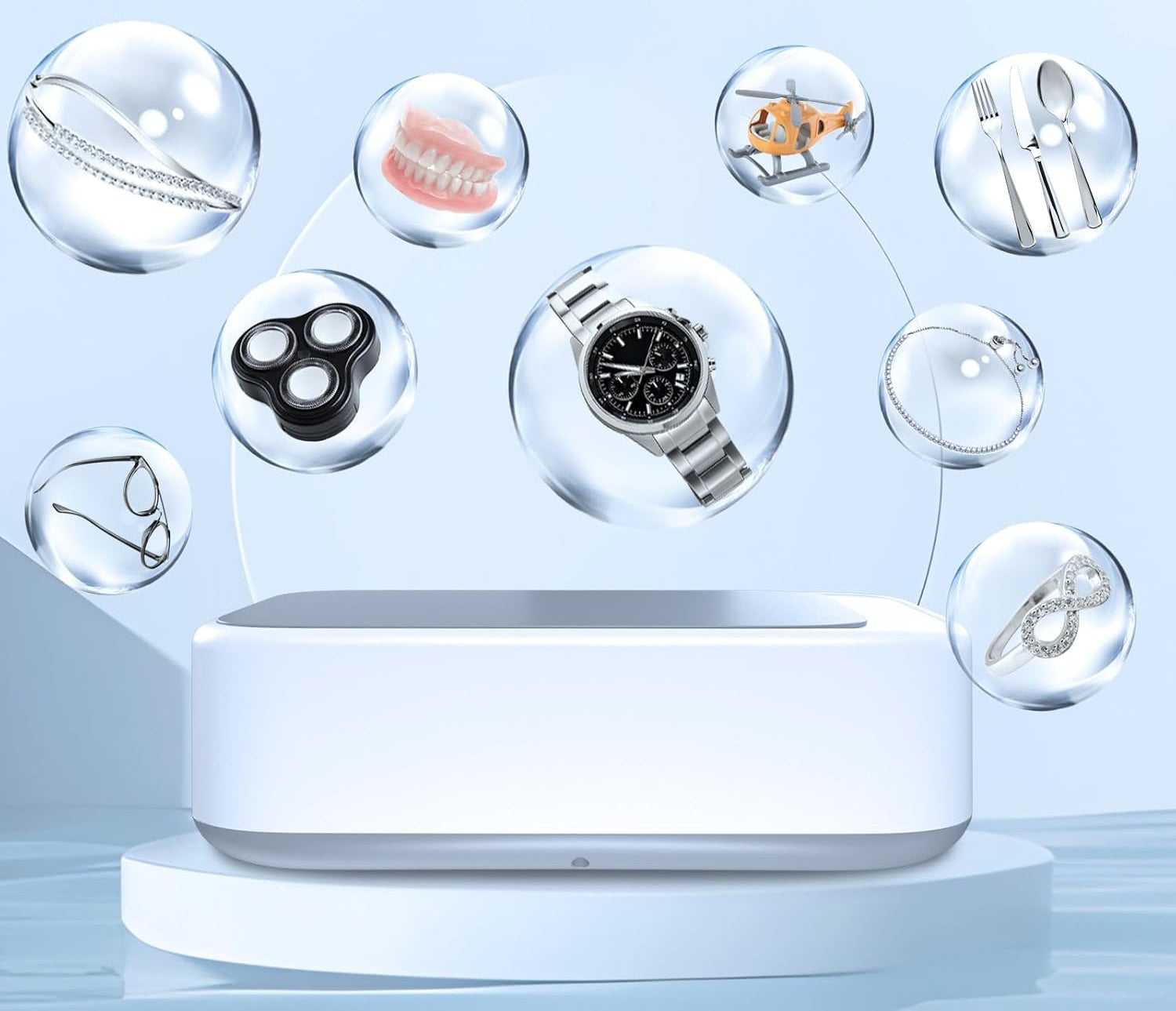 Qwyzor 640ml 49kHz Ultrasonic Cleaner for Jewelry Watches Glasses