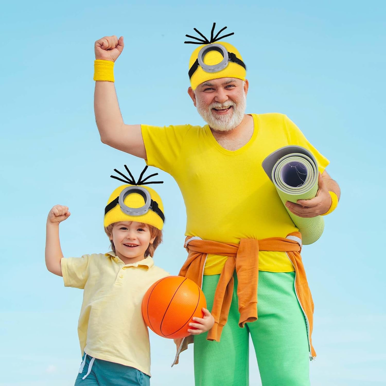 Steampunk Goggles, Yellow Beanie, Black Gloves – 3‑Piece Halloween Costume Set