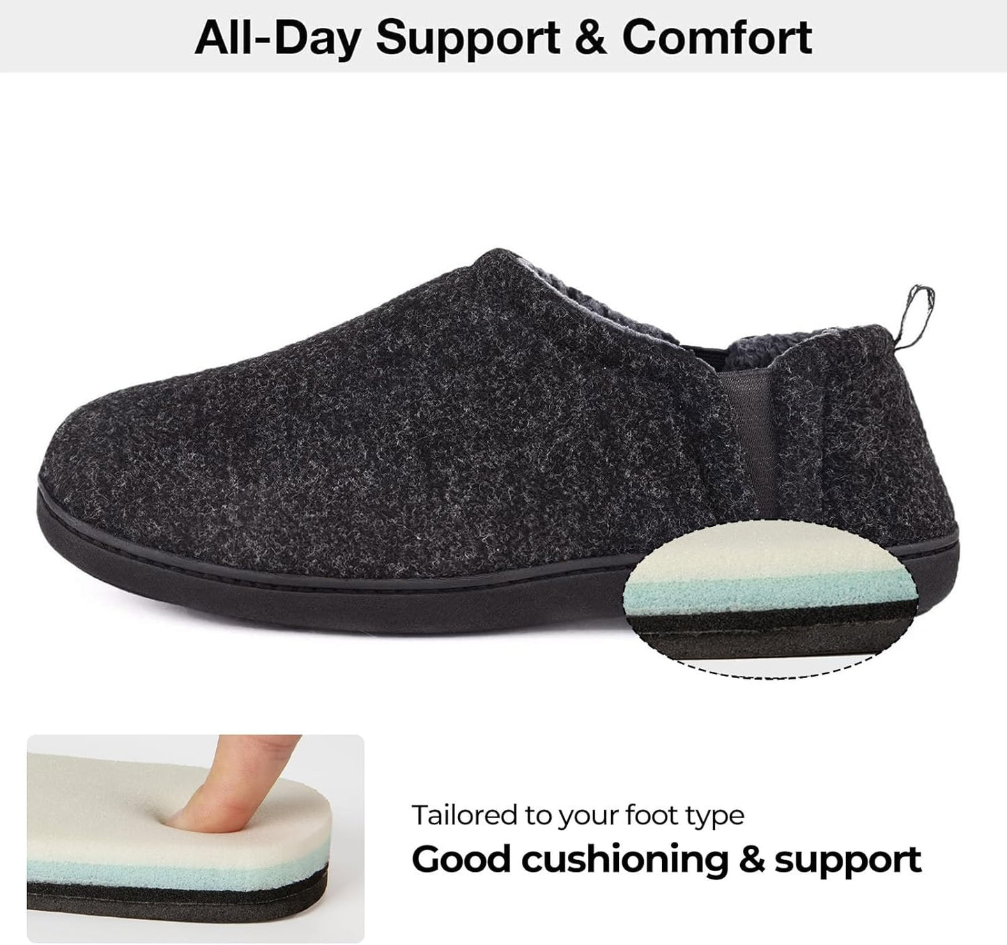 Snug Leaves Men's Faux Wool Slippers – Warm Elastic House Shoes