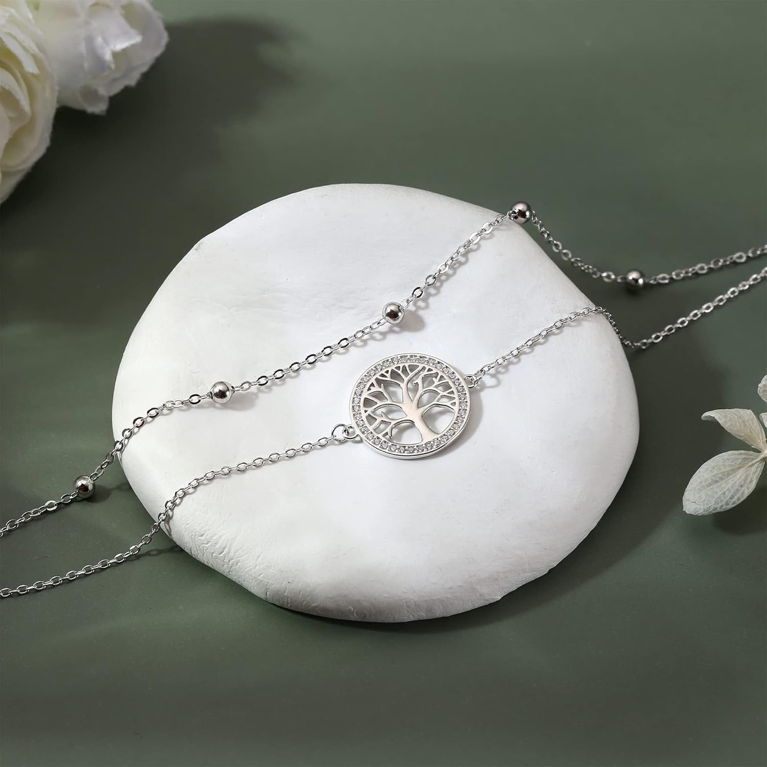 Sterling Silver Dainty Chain Bracelet for Women and Girls Adjustable Gift