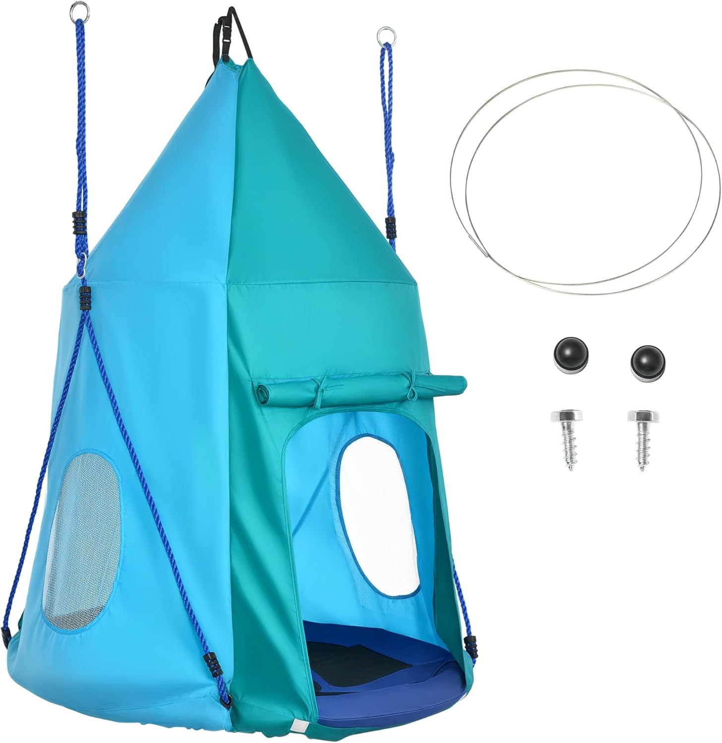 Outsunny 100cm Teal Nest Swing with Waterproof Tent
