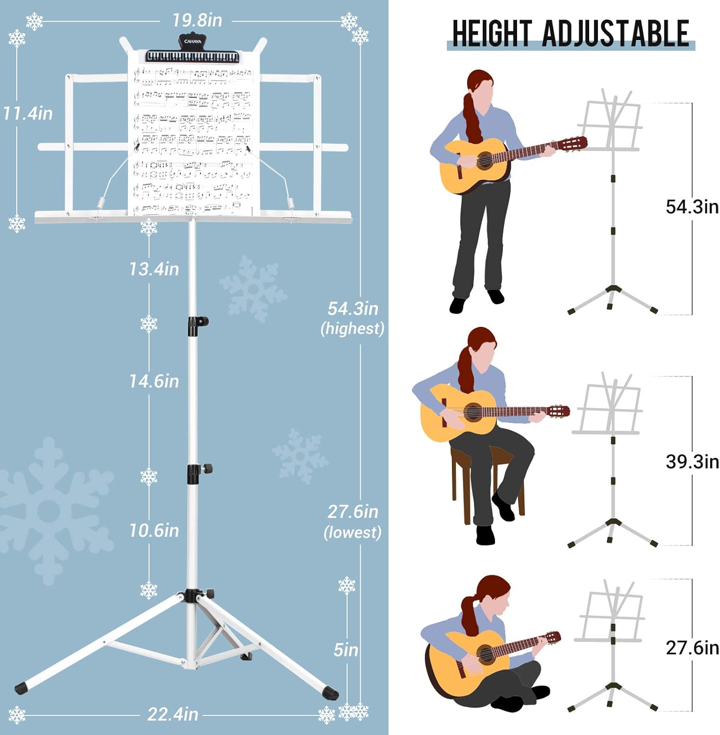 CAHAYA Portable Sheet Music Stand - Lightweight, Adjustable, with Carrying Bag
