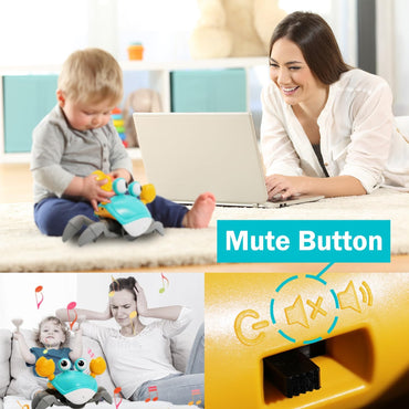 Interactive Green Crawling Crab Toy with Music and Mute Button