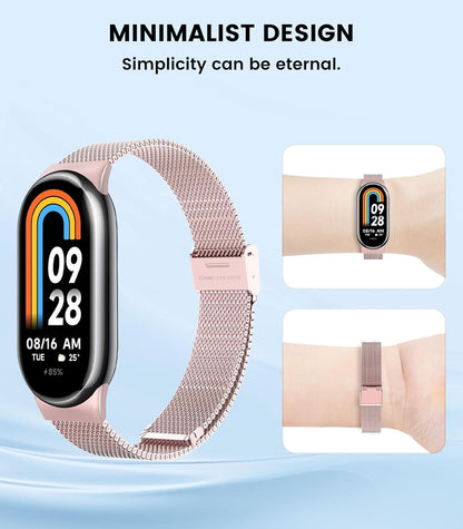 Astorgos Milanese Watch Band for Xiaomi Mi Band 9 8 Pink