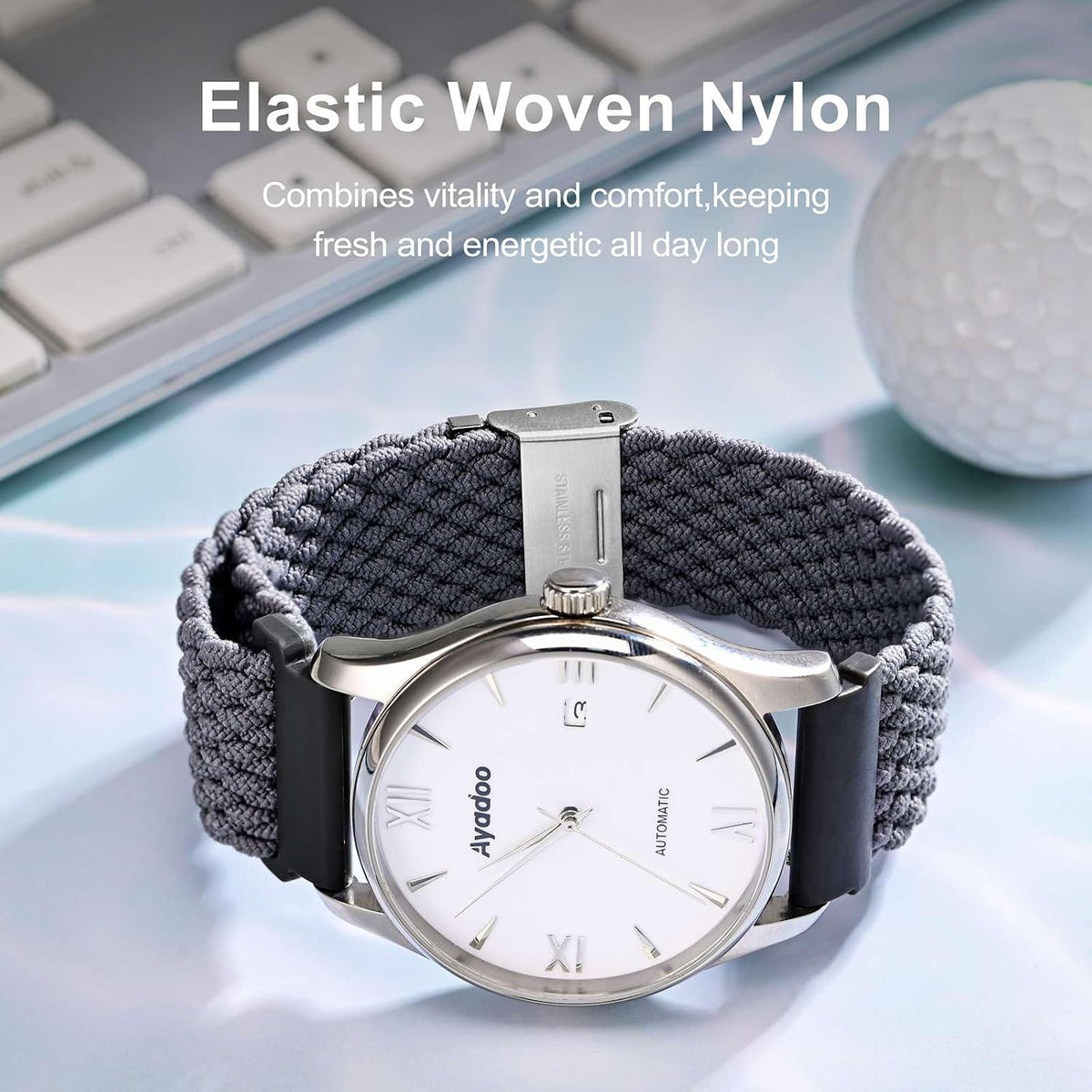 Ayadoo Unisex Nylon Braided Quick Release Watch Band