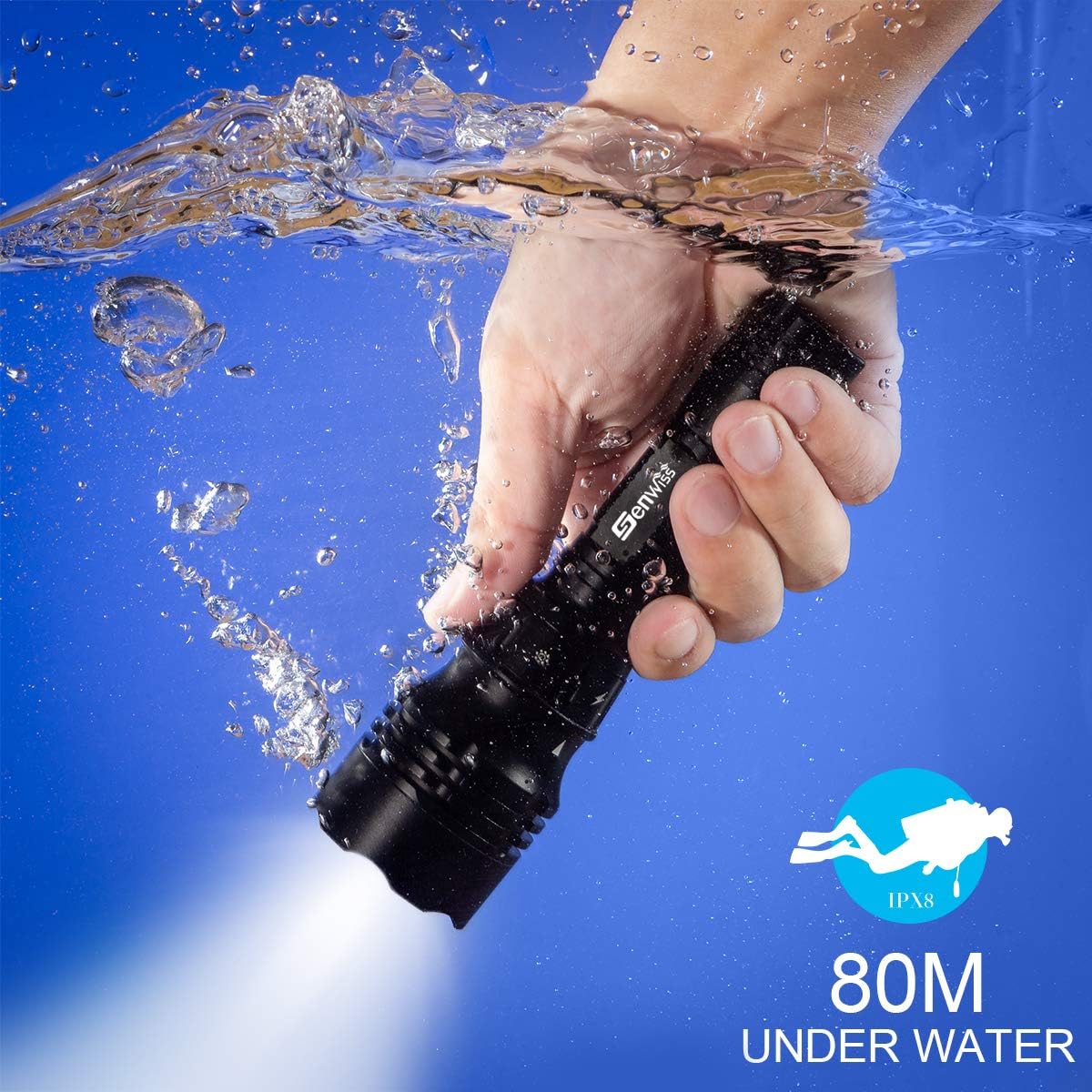 1000 Lumen Super Bright XPL-LED Dive Torch Waterproof 80M