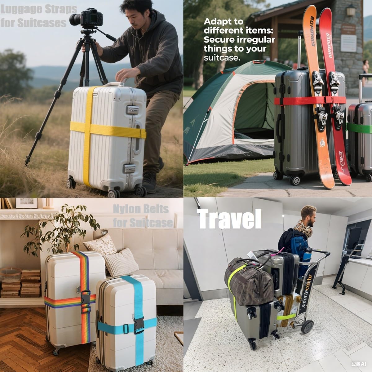 Adjustable Polyester Luggage Belt Strap with 3‑Pin Lock