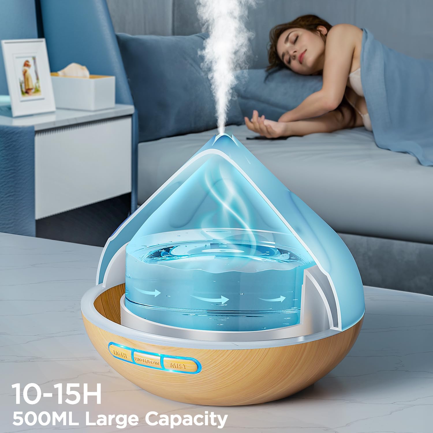 Dynooper 500ml Large Room Aroma Diffuser with Remote & LED Lights