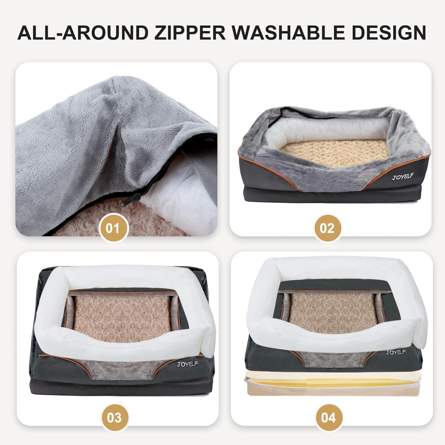 JOYELF X-Large Orthopedic Memory Foam Dog Bed with Washable Cover