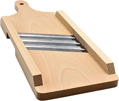 Natural Wood Cucumber and Herb Slicer with Stainless Steel Blades