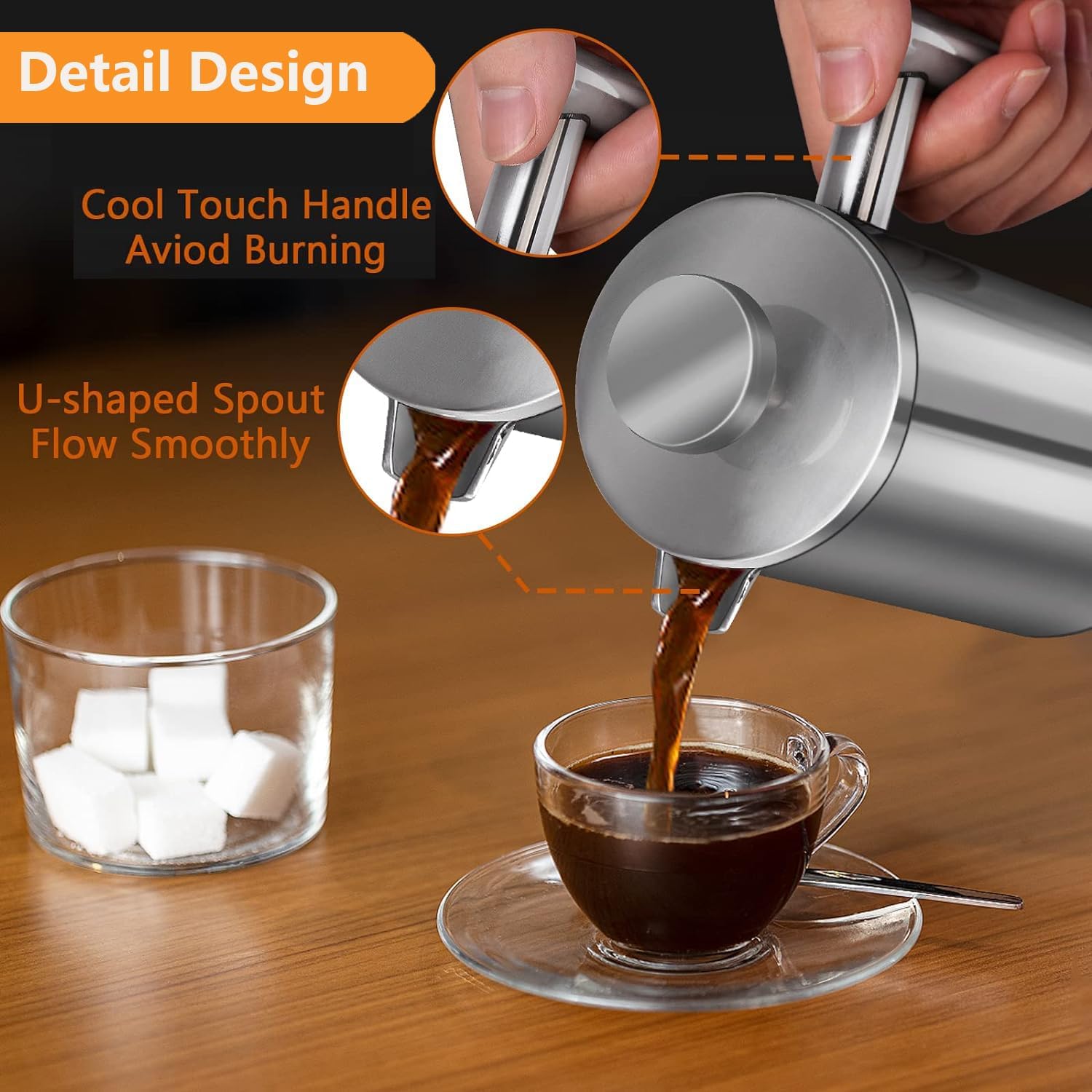 Meelio 600ml Double-Wall Insulated Stainless Steel French Press Coffee Maker