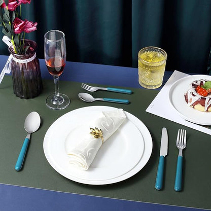 BEWOS 60 Piece Cutlery Set for 12 People, Blue Handles, Machine-Dishwasher Safe