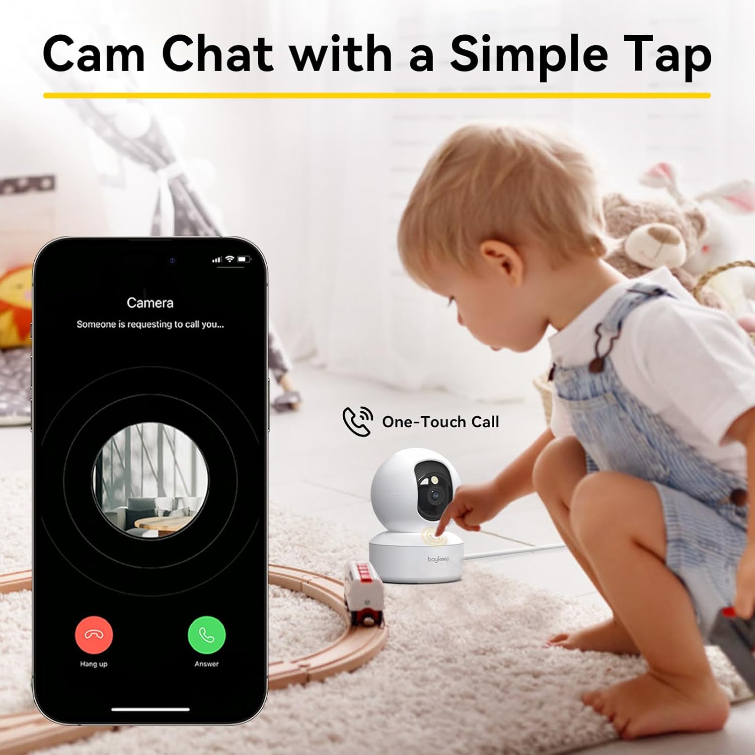 BoyKeep 2K Indoor Pet Camera, 360° Pan Tilt, Night Vision