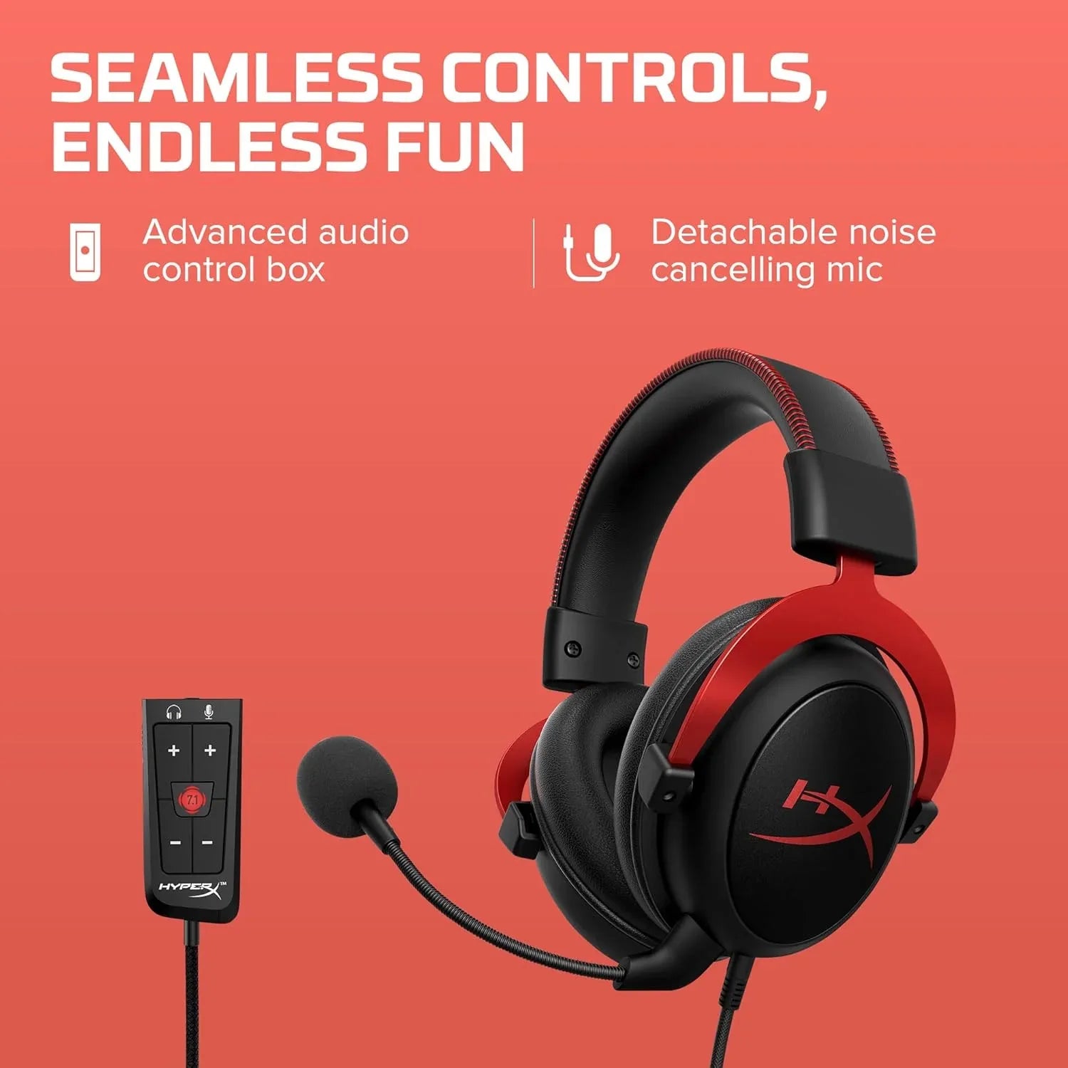 HyperX Cloud II Gaming Headset – 7.1 Surround Sound Red - Gomix Brands Outlet