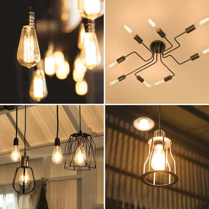 Lepro ST64 E27 LED Vintage Light Bulbs 4.8W 470lm Warm White 2500K Retro Amber Glass Non-Dimmable Pack of 6
