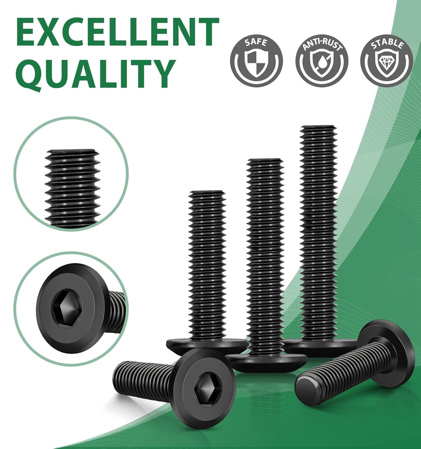 Bolatus 20-Pack M5x25mm Black Flat Head Stainless Steel Screws