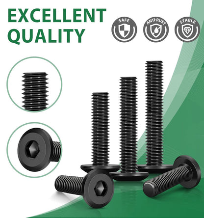 Bolatus 20-Pack M5x25mm Black Flat Head Stainless Steel Screws