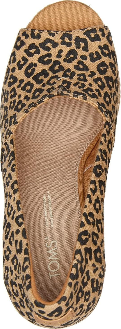 TOMS Women's Michelle Leopard Print Wedge Sandals, Peep Toe, Comfort OrthoLite Insole