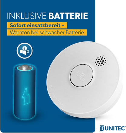 UNITEC Photoelectric Smoke Alarm Pack of 4, TÜV Certified 85dB